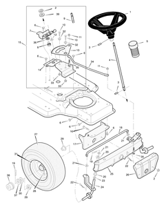 Steering Diagram and Parts List for 387002X92NA 2004 Briggs and Stratton Lawn Tractor